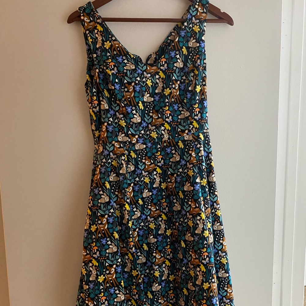 ModCloth Eva Rose dress deer rabbits size M Pockets